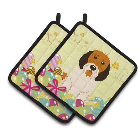 Carolines Treasures Easter Eggs Petit Basset Griffon Veenden Pair of Pot Holders BB6079PTHD